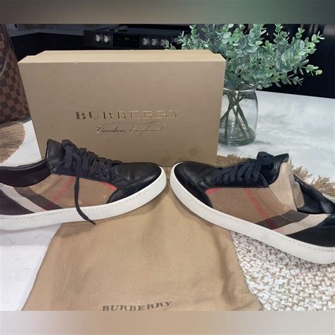 burberry salmond leather and fabric sneakers|Burberry Salmond Vintage Check Leather & Textile Sneakers.